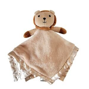 Lion Lovey Security Blanket Tan Satin Trim  15"x15" Plush Toy Pro Goleem